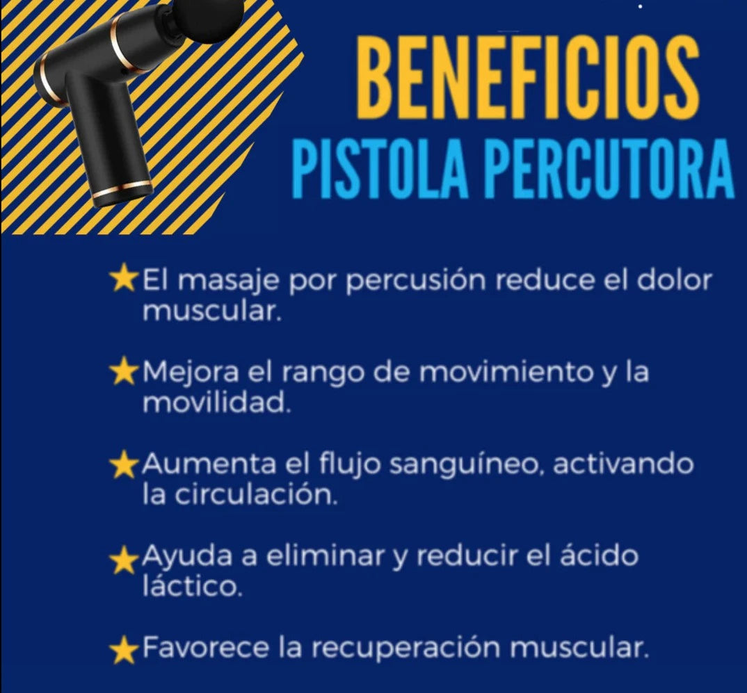 Pistola de Masaje Muscular RelaxMax™ + 4 cabezales GRATIS